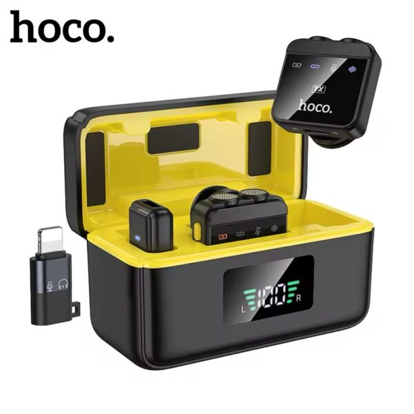 Hoco L17 wireless digital microphone dual magnetic lapel microphone (iP/Type-C) - Image 4